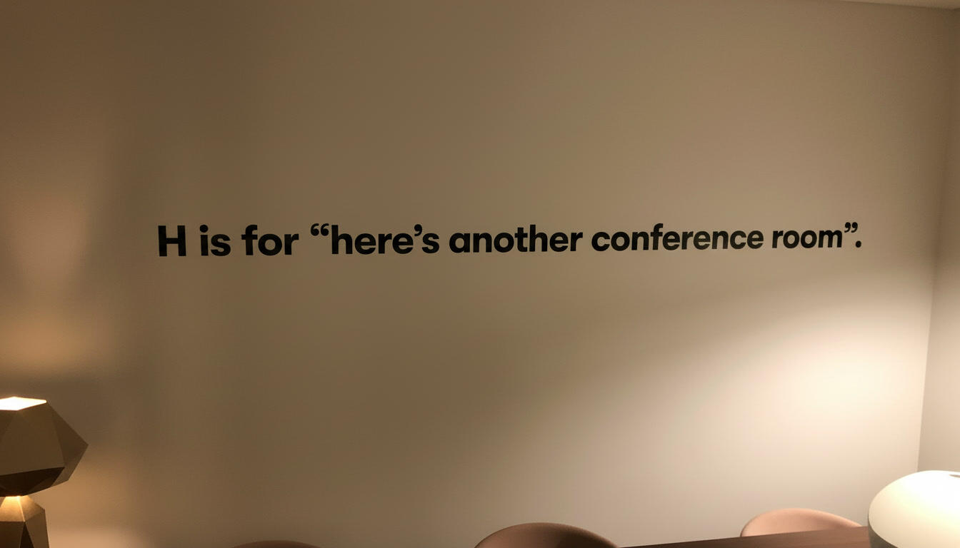 H is for "here's another conference room". H is for "here's another conference room".